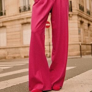 NWT Sezane Theophile Fuchsia Wide-Leg Trousers sz 2